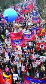 PCS delegation on the 26 March TUC demo, 2011. Photo: Senan