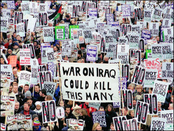 Huge anti-war demonstration in London in 2003, photo Paul Mattsson