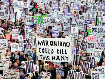 Huge anti-war demonstration in London in 2003 - photo Molly Cooper