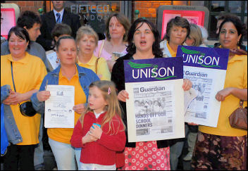 Waltham Forest Unison members outside Jamie Oliver