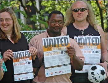 Protesting UCU staff at Manchester university, photo Dave Beale