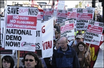 Socialist Party members on NHS demonstration in 2006, photo Paul Mattsson