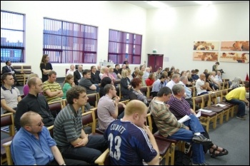 100 community campaigners and trade union activists attended the North Staffs TUC (NSTUC) public meeting , photo by Stoek Socialist Party