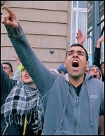 Chanting against the far right EDL in Bradford, photo Paul Mattsson
