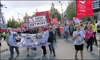 National Shop Stewards Network (NSSN) lobby of TUC conference 2010, photo Paul Mattsson