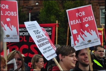 Youth Fight for Jobs on the National Shop Stewards Network (NSSN) lobby of TUC conference in Manchester 2010, photo Suleyman Civi