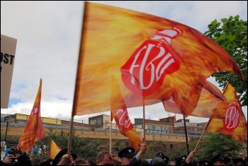 2,500 uniformed firefighters marched with Fire Brigades Union (FBU) flags and placards to protest outside the London Fire Authority (LFA), , photo Suzanne Beishon