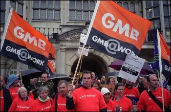 Council workers protest at plans to cut services in 2010, photo Paul Mattsson