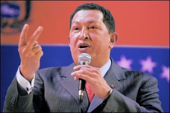 Hugo Chávez, president of Venezuela, speaking on the role of the US government , photo Paul Mattsson