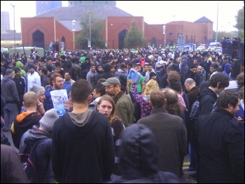 The English Defence League (EDL) met a massive counter-demonstration in Leicester, photo Pete Watson