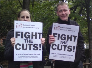Manchester National Shop Stewards Netwrok protest against the cuts, photo Manchester Socialist Party