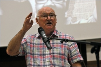 Peter Taaffe, Socialist Party general secretary, speaking at Socialism 2010, photo Paul Mattsson