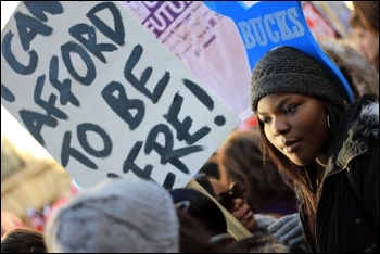 Massive student demo in London called by the NUS expresses anger against cuts, photo T.U. Senan