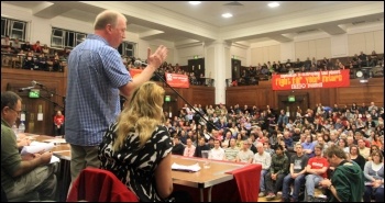 Matt Wrack, Fire Brigades Union (FBU) general secretary, addressing the Socialism 2010 rally, photo T.U.Senan