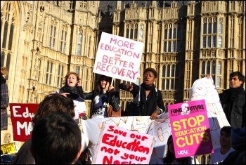 NUS student and UCU demonstration against cuts and tuition fees, photo Sarah Wrack