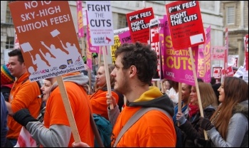 NUS student and UCU demonstration against tuition fees and education cuts, photo Sarah Wrack