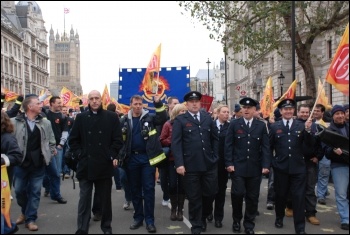 Firefighters rally and lobby MPs against cuts, photo Suzanne Beishon