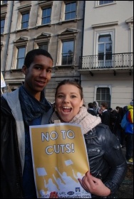  University, college and school students protest in central London against higher tuition fees and education cuts , photo Suzanne Beishon