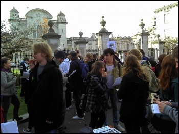 Over 300 students take over the main building of Cardiff university in protest at fees hike, photo Edmund Schluessel