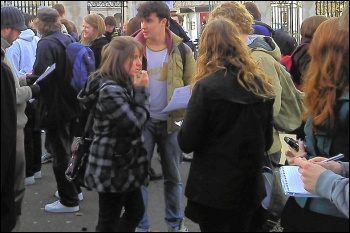 Cardiff university students protest against higher tuition fees and education cuts, photo Cardiff Socialist Students