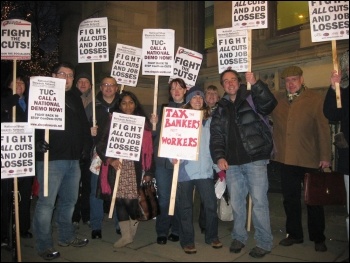 North West Shop Stewards Network Lobby 8 December 2010, photo by Hugh Caffrey