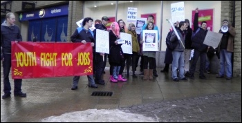 demonstration in Halifax organised by Socialist Party members, involving around 30 students from Calderdale College, and the grammar schools Crossley Heath and North Halifax., photo by Halifax Socialist Party