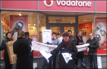 Protesters close Vodafone in Wrexham 