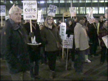 Greenwich protest against council cuts 29 November 2010 - riot police were called, photo Chris Flood