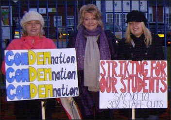 Striking teachers at Rawmarsh Community School, Rotherham , photo Alastair Tice