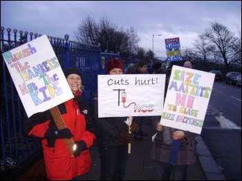 NUT strike against the loss of a third of teaching and support staff at Rawmarsh Community School, Rotherham, photo by Alastair Tice