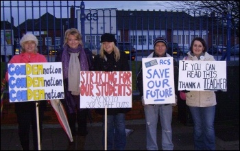 NUT strike against the loss of a third of teaching and support staff at Rawmarsh Community School, Rotherham, photo by Alastair Tice