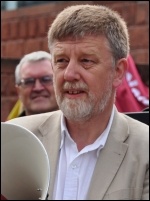 Dave Nellist at NSSN lobby of TUC, photo Suleyman Civi