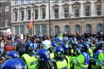 Police on student demonstration - hundreds of protesters have been injured by police violence, photo Senan