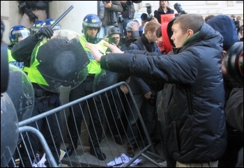 Police on student demonstration - hundreds of protesters have been injured by police violence, photo Senan Police on student demonstration - hundreds of protesters have been injured by police violence, photo Senan
