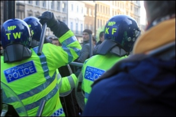 Police on student demonstration - hundreds of protesters have been injured by police violence, photo Senan