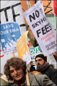 Young people march for a future: Youth Fight for Jobs and Socialist Students on the 29 January London demonstration against education cuts, photo Senan