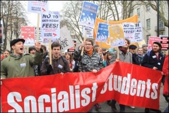 Young people march for a future: Youth Fight for Jobs and Socialist Students on the 29 January London demonstration against education cuts, photo Senan