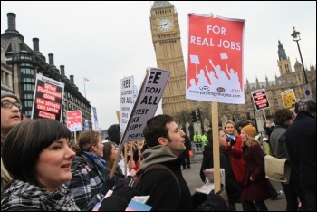 Young people march for a future: Youth Fight for Jobs and Socialist Students on the 29 January London demonstration against education cuts, photo Senan