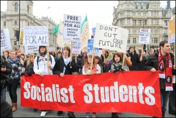 Young people march for a future: Youth Fight for Jobs and Socialist Students on the 29 January London demonstration against education cuts, photo Senan