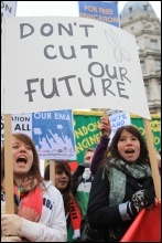 Young people march for a future: Youth Fight for Jobs and Socialist Students on the 29 January London demonstration against education cuts, photo Senan