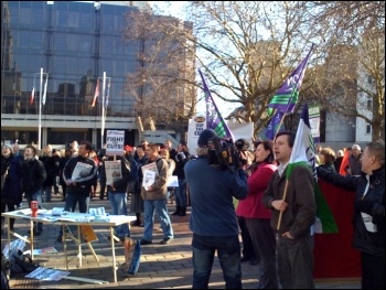 Lobby Outside Council Meeting, photo Portsmouth Socialist Party