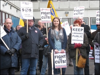 200 trade unionists, community campaigners and service users marched in Greenwich borough, south London, against the local council's brutal cuts package, photo Lorraine Dardis 200 trade unionists, community campaigners and service users marched in Greenwich borough, south London, against the local council's brutal cuts package, photo Lorraine Dardis