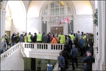 Council workers stormed into the public gallery at Southampton City Council's budget meeting