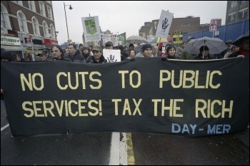 Anti-cuts protest@ 800 angry Hackney residents as we marched through the borough to the town hall on Saturday 19 February, photo by Paul Mattsson