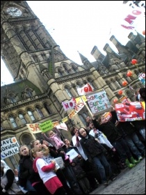 Sure Start protest in Manchester, photo Hugh Caffrey