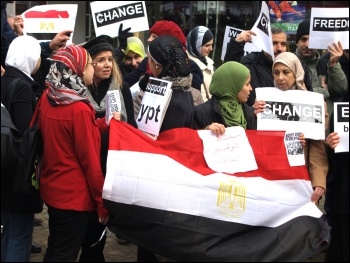 Egyptians in Newcastle demonstrate in support of the Egyptian revolution, photo Newcastle Socialist Party