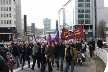 5000 people protested in Sheffield outside the Liberal Democrats' spring conference, photo Jack Jones