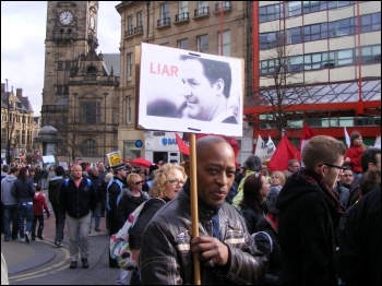 5000 people protested in Sheffield outside the Liberal Democrats' spring conference, photo Robbie Faulds