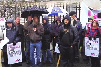 University lecturers and support staff at Cardiff University, Swansea University, Aberystwyth University, Trinity-St David and Bangor University went on strike on Friday 18 March as part of rolling action called by the University and College Union 