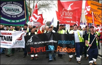  Demonstration in Southampton by Unite and Unison against Tory attacks on terms and conditions and cuts in public services. Around 1000 workers took part , photo by David Smith 